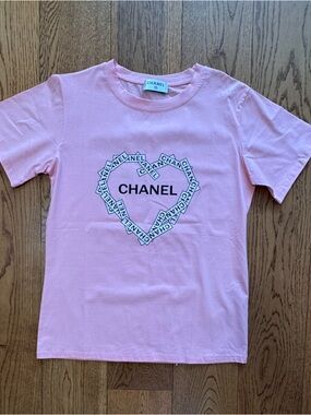 CHANEL Pink Graphic Logo Tee